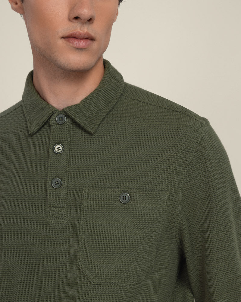 Aarhus - Textured Long Sleeve Polo Shirt - Image 11