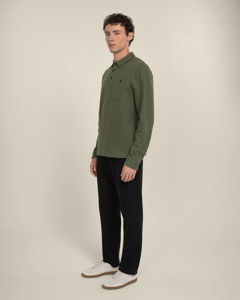Aarhus - Textured Long Sleeve Polo Shirt - Image 13