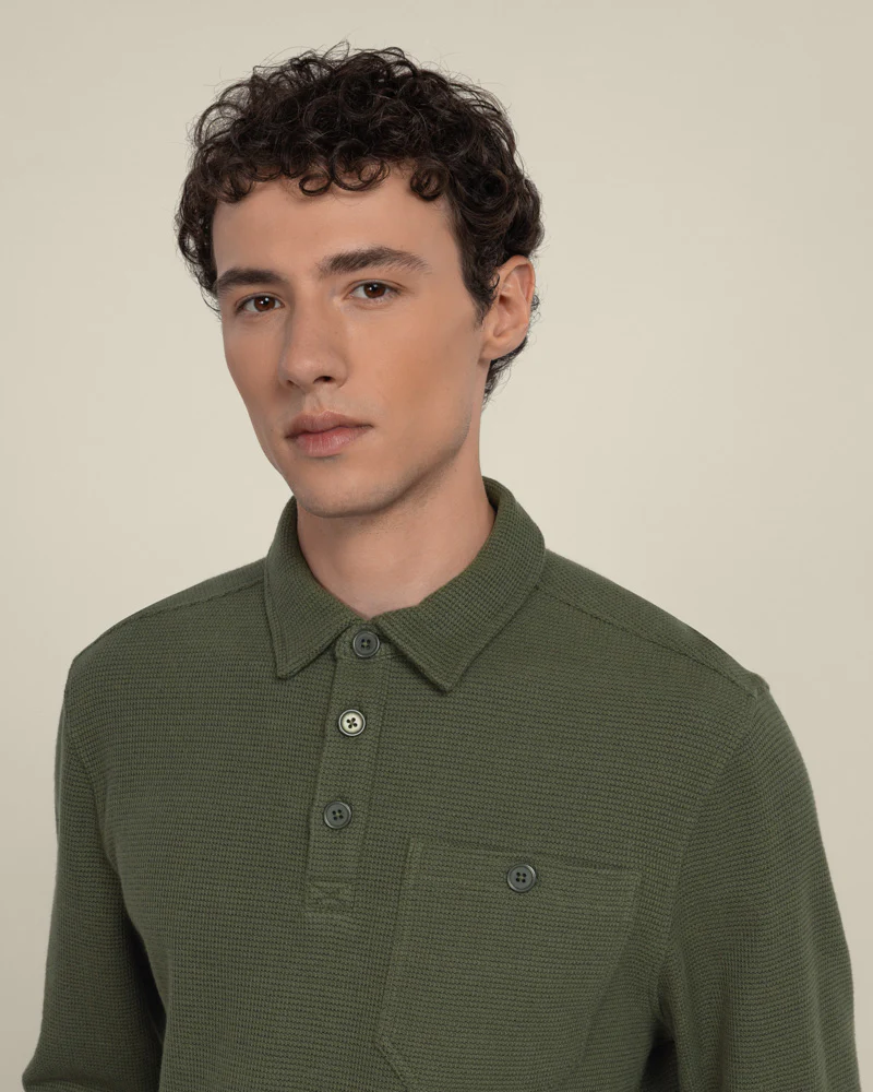 Aarhus - Textured Long Sleeve Polo Shirt - Image 4