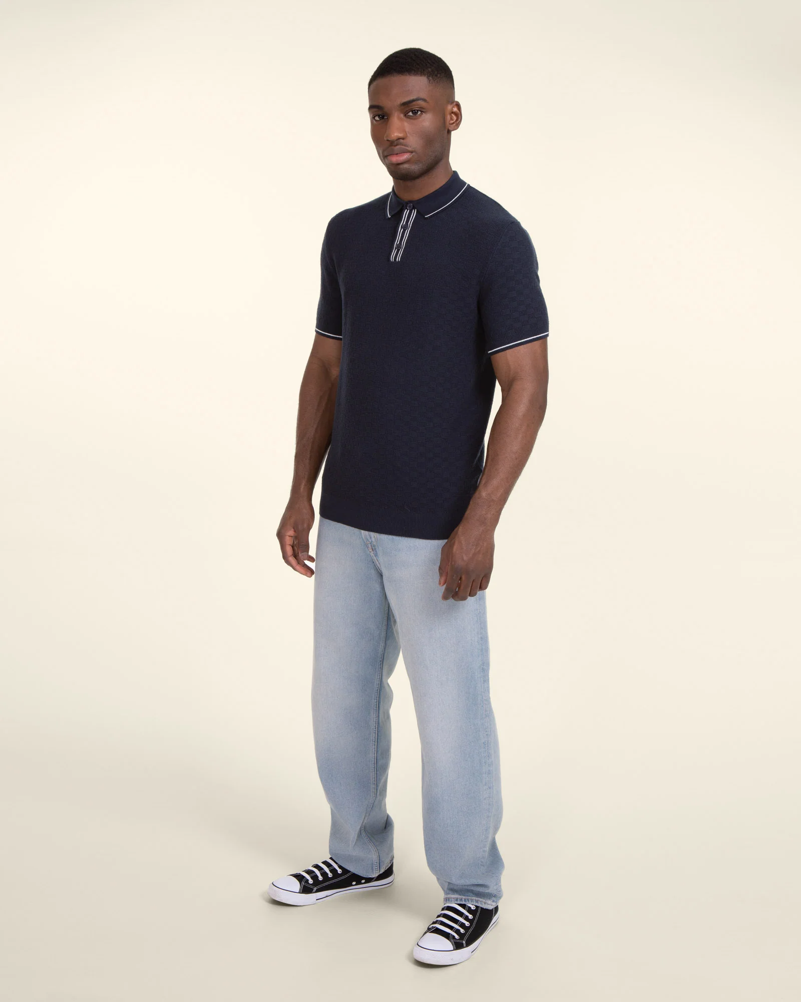 Basket Weave Knitted Polo Shirt - Image 5