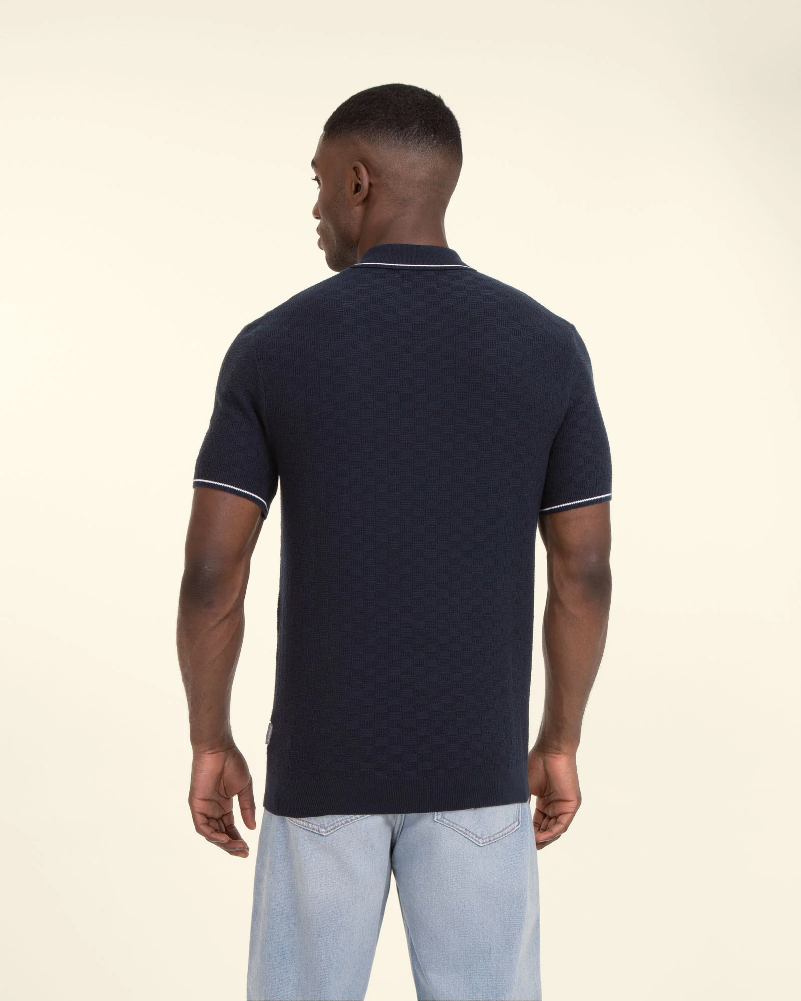 Basket Weave Knitted Polo Shirt - Image 6