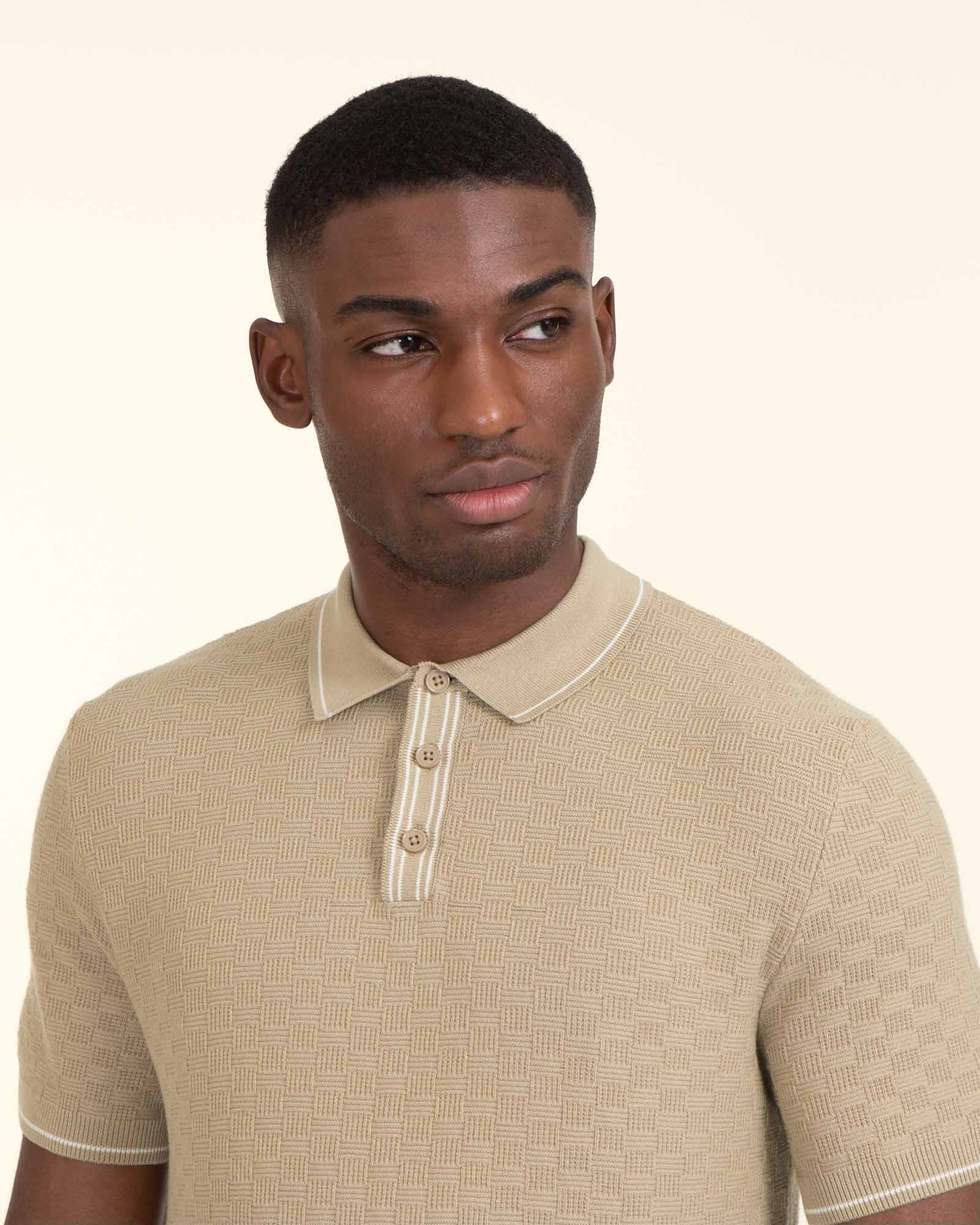 Basket Weave Knitted Polo Shirt - Image 8