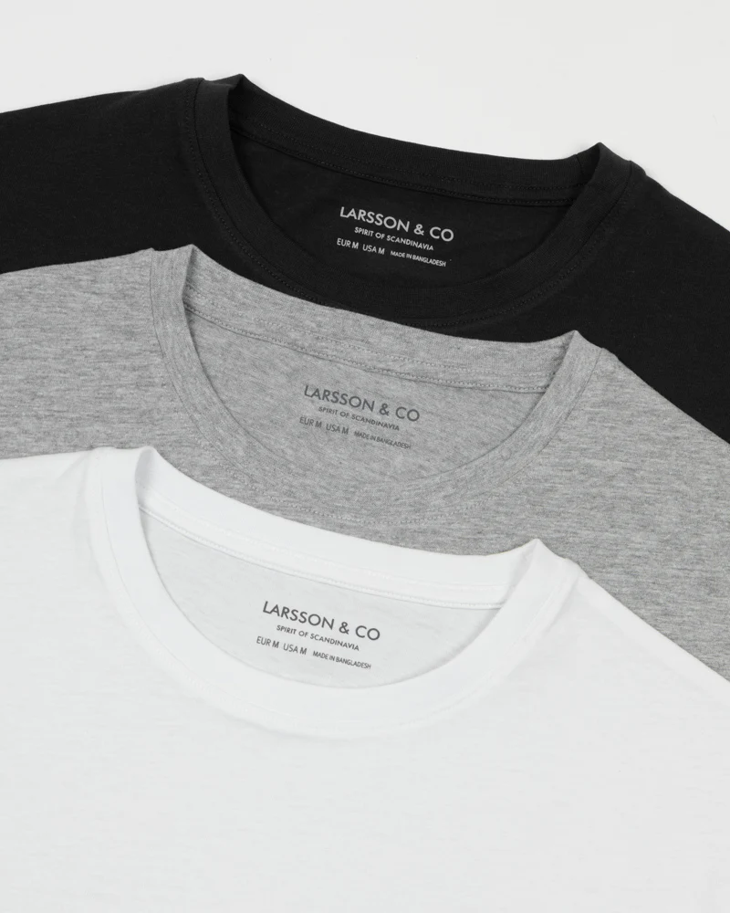 Black, Grey & White 3 Pack Short Sleeve T-Shirts - Image 5