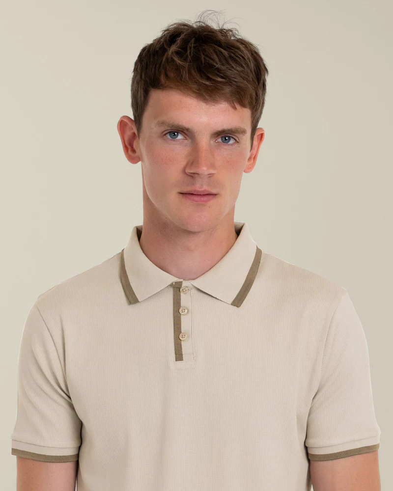 Broder - Rib Polo Shirt With Tonal Tipping - Image 3