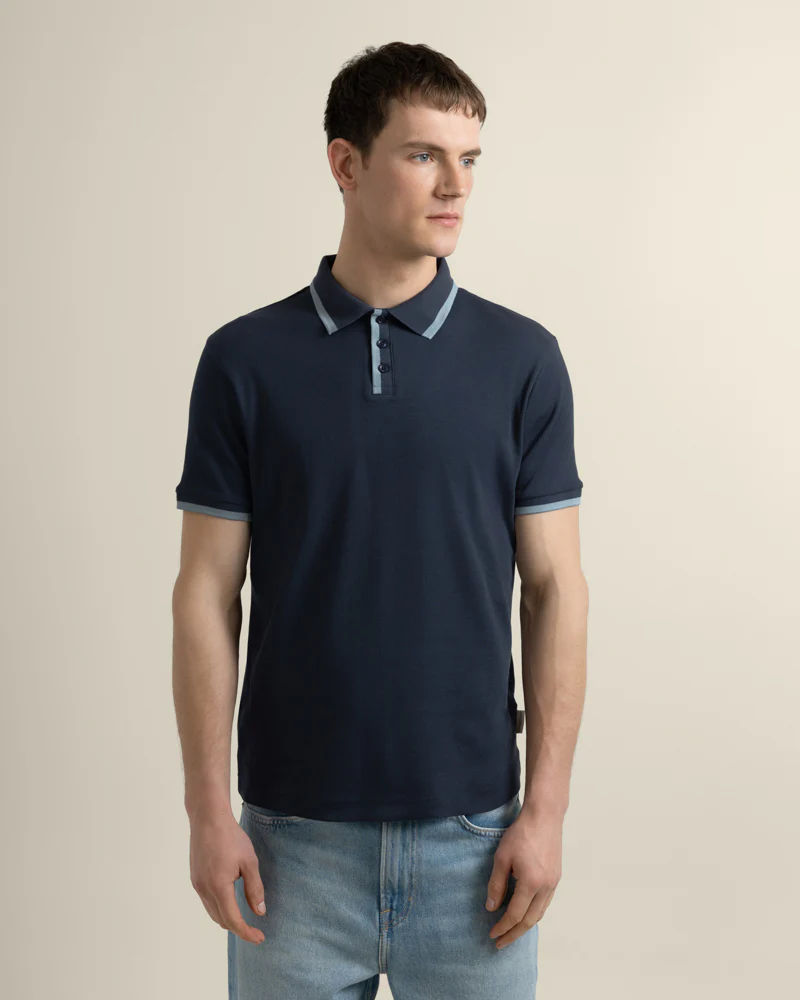 Broder - Rib Polo Shirt With Tonal Tipping - Image 6