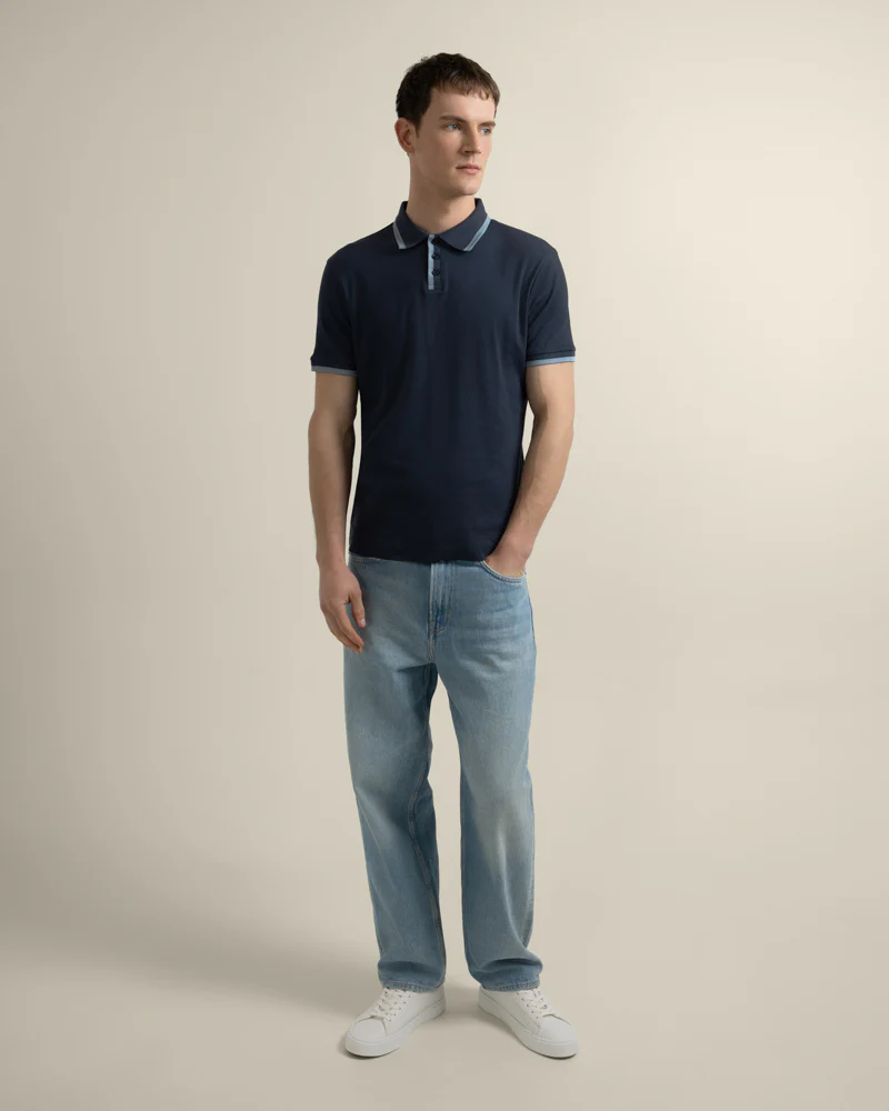 Broder - Rib Polo Shirt With Tonal Tipping - Image 7