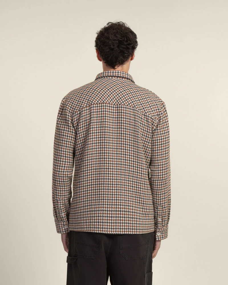 Cream, Rust & Charcoal Houndstooth Textured Overshirt - Image 6