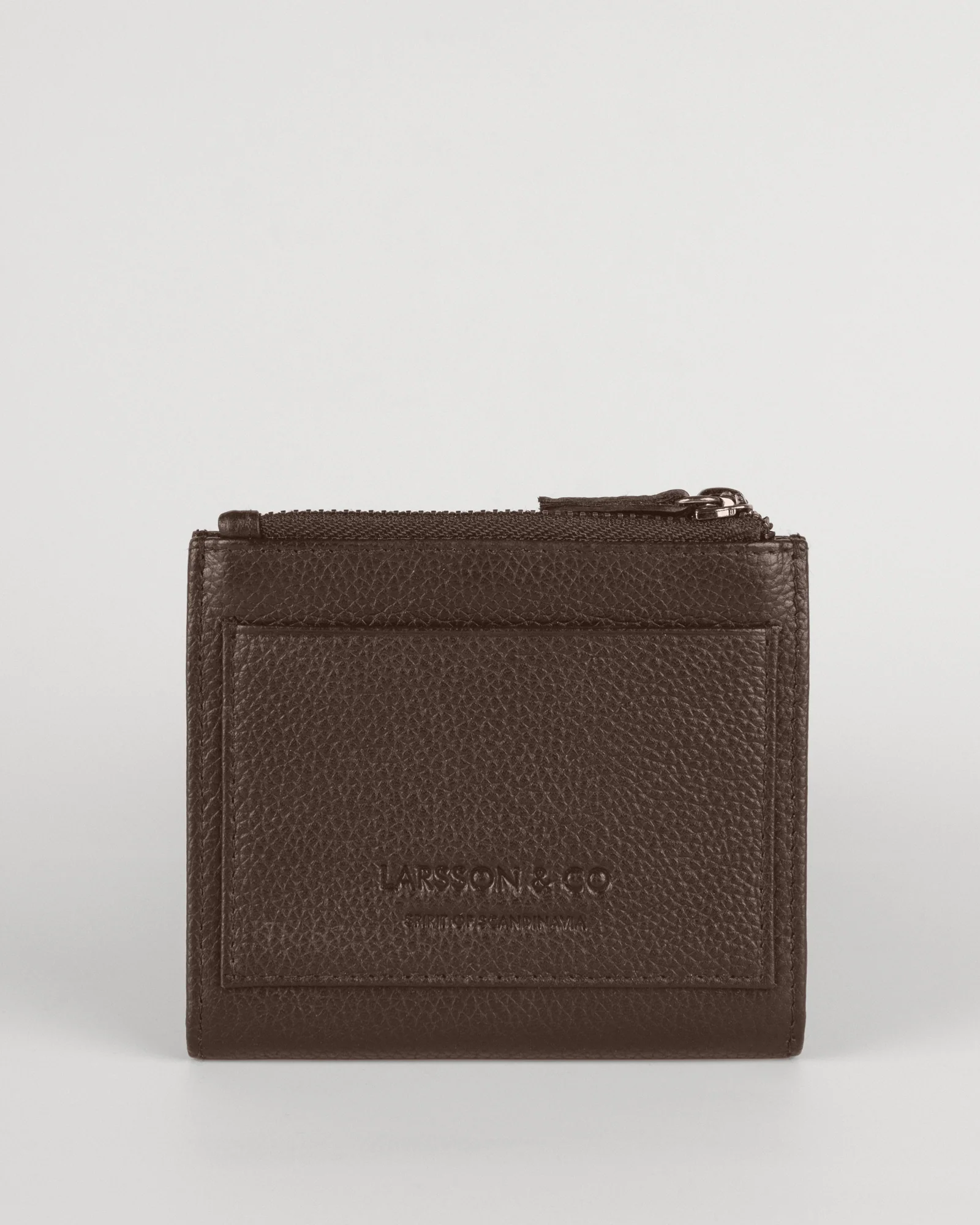 Embossed Bi-Fold Leather Wallet With Zip Pocket - Image 3