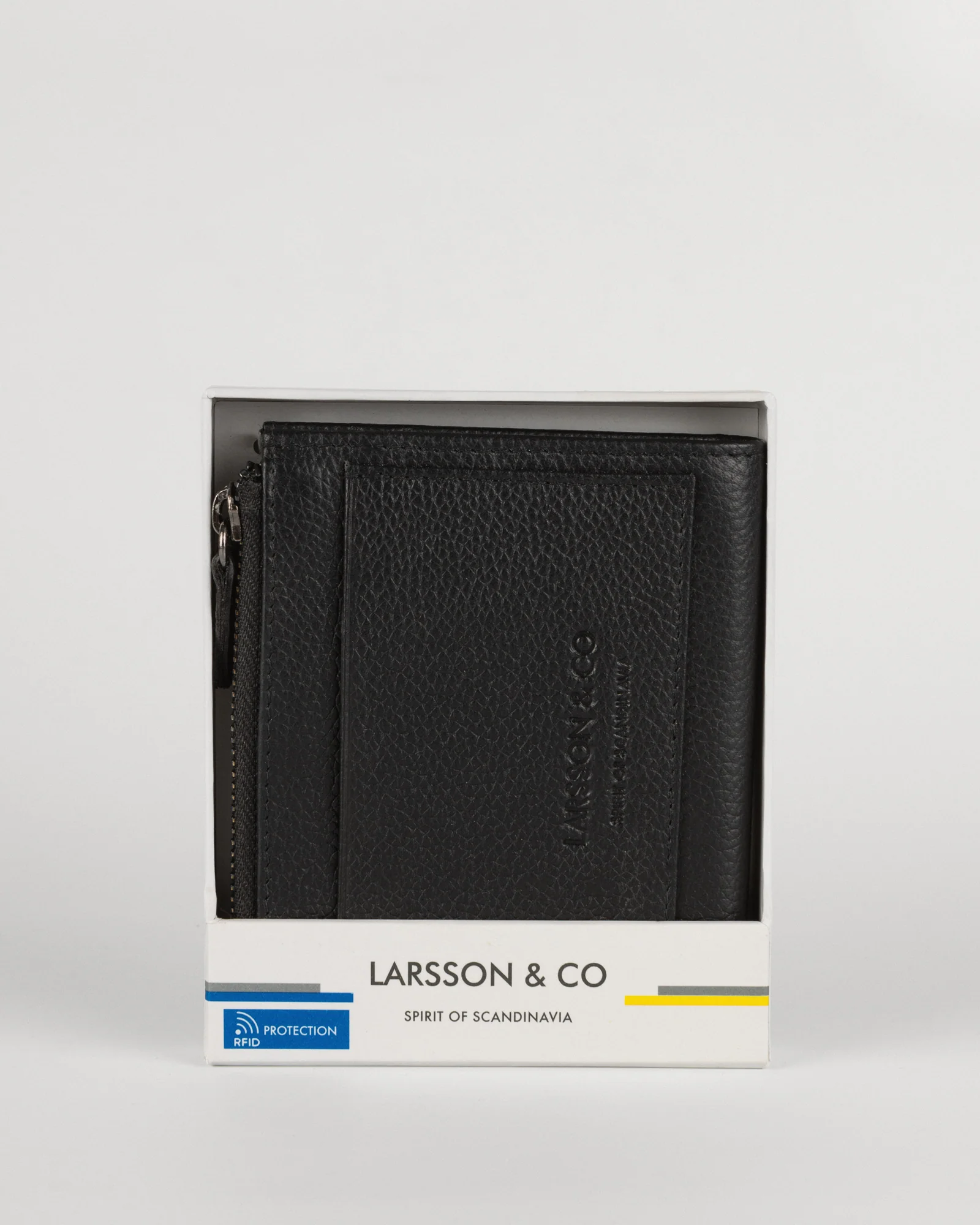 Embossed Bi-Fold Leather Wallet With Zip Pocket - Image 8
