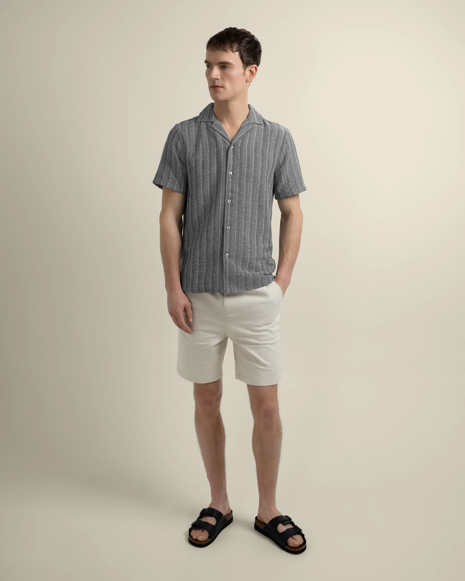 Frans - Twill Jacquard Stripe Short Sleeve Shirt - Image 2