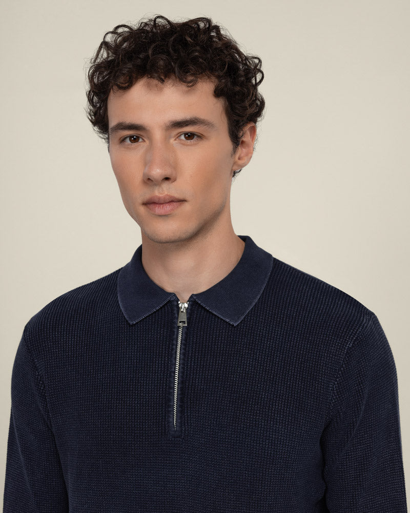 Gaerum - Vintage Wash Long Sleeve Polo Shirt - Image 4