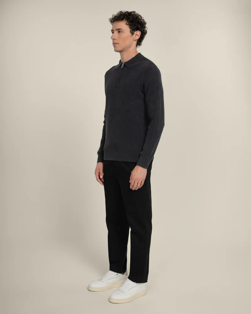 Gaerum - Vintage Wash Long Sleeve Polo Shirt - Image 8