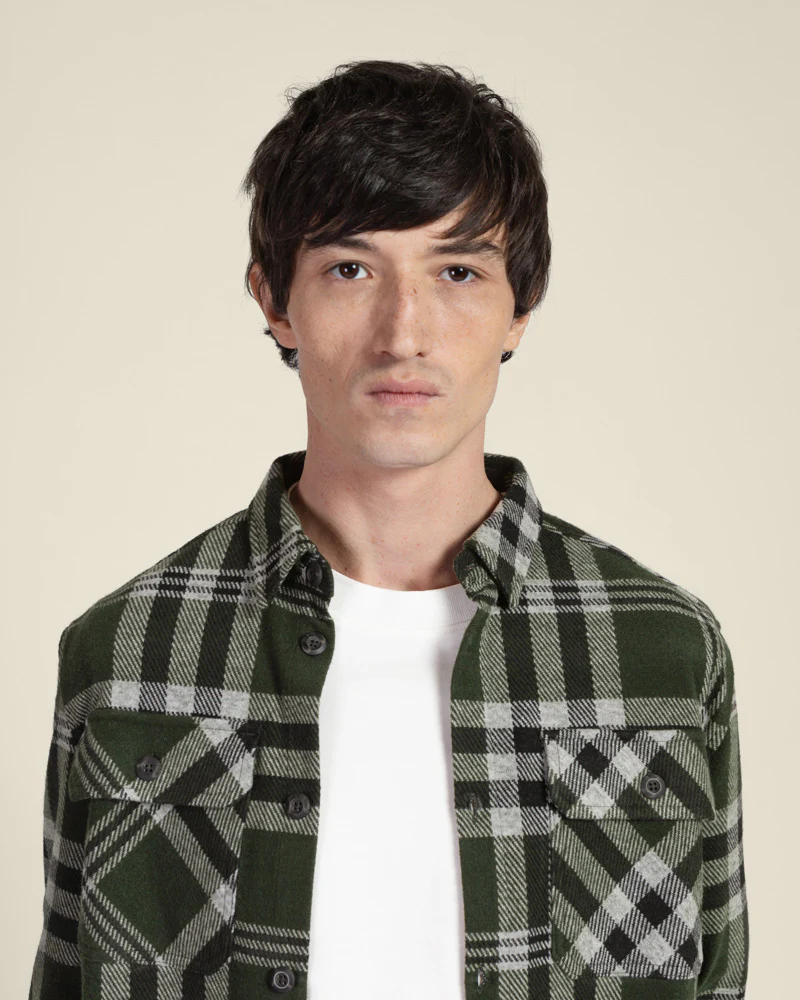 Green Check Jersey Casual Overshirt - Image 3