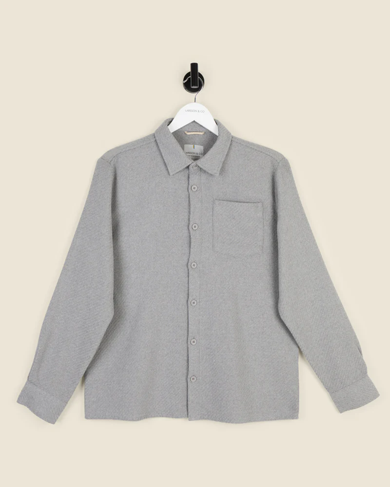 Grey Twill Textured Overshirt - Image 7