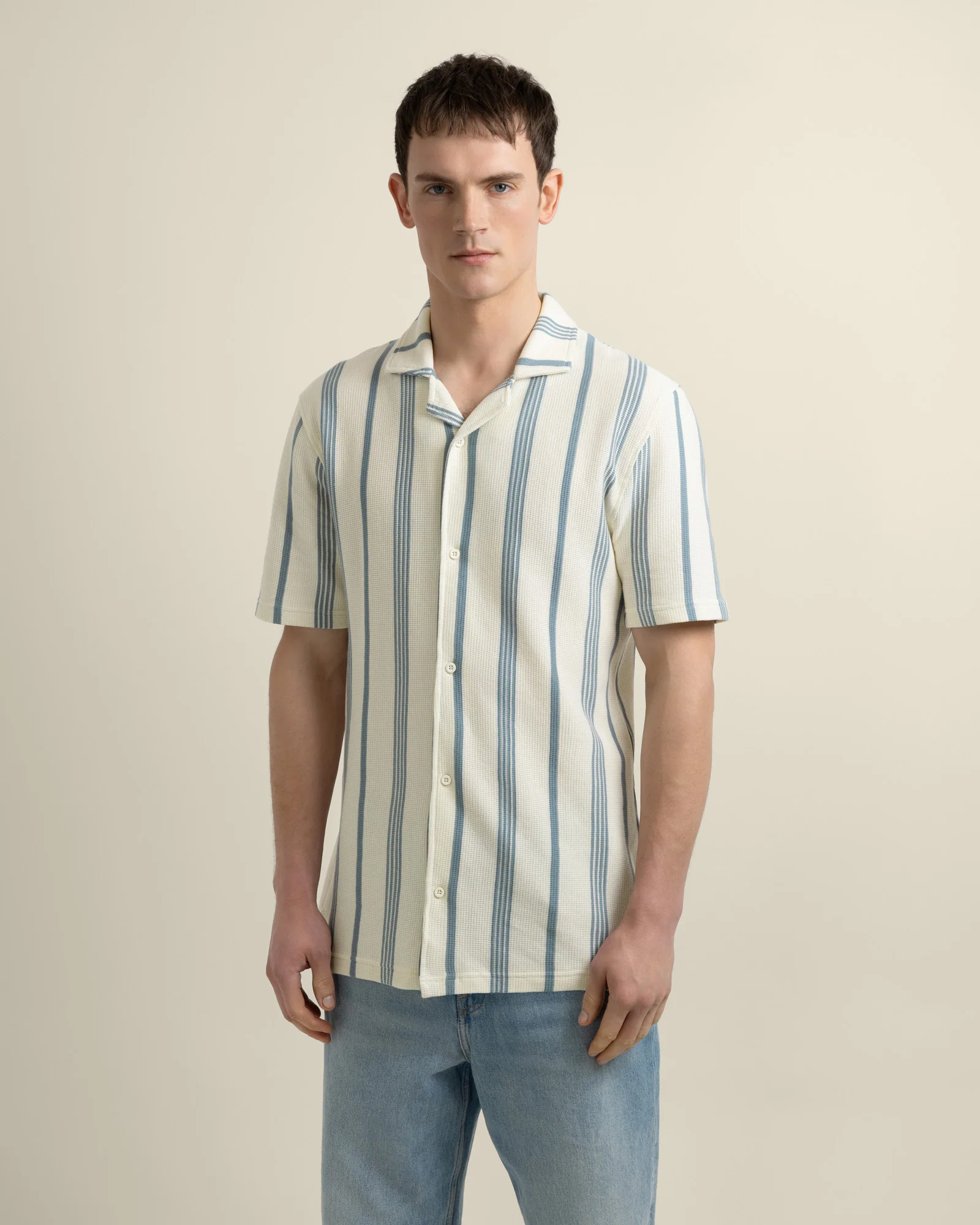 Hannes - Waffle Stripe Short Sleeve Shirt - Image 23