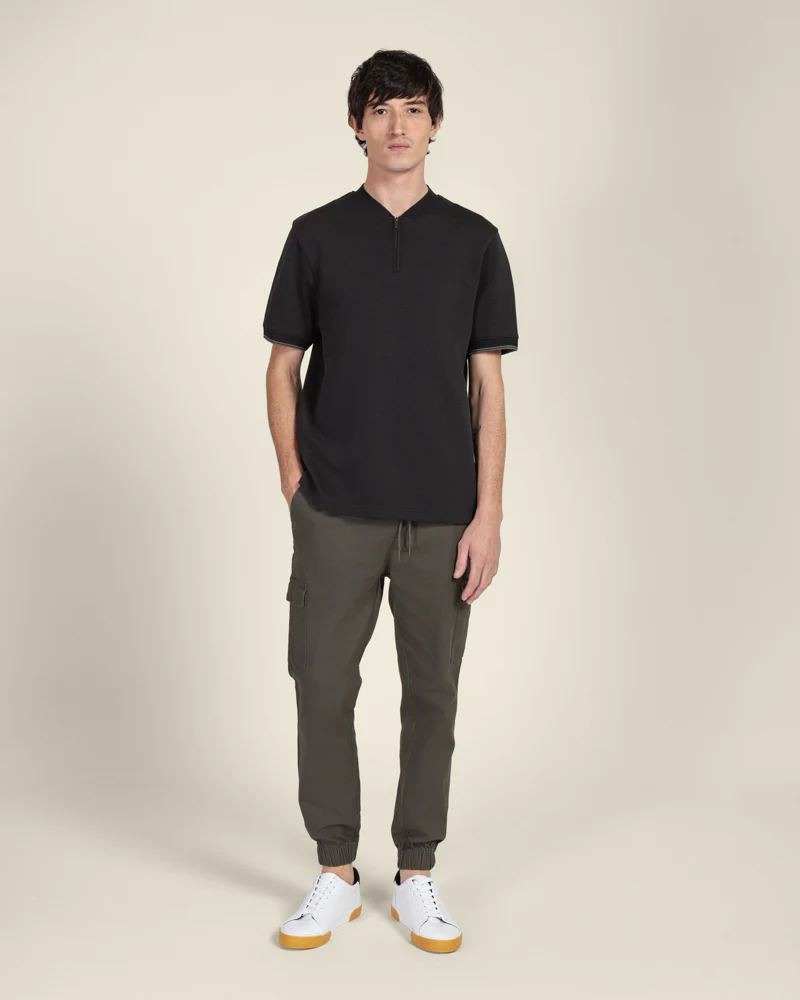 Heavy T-Shirt With Baseball Collar - Image 3