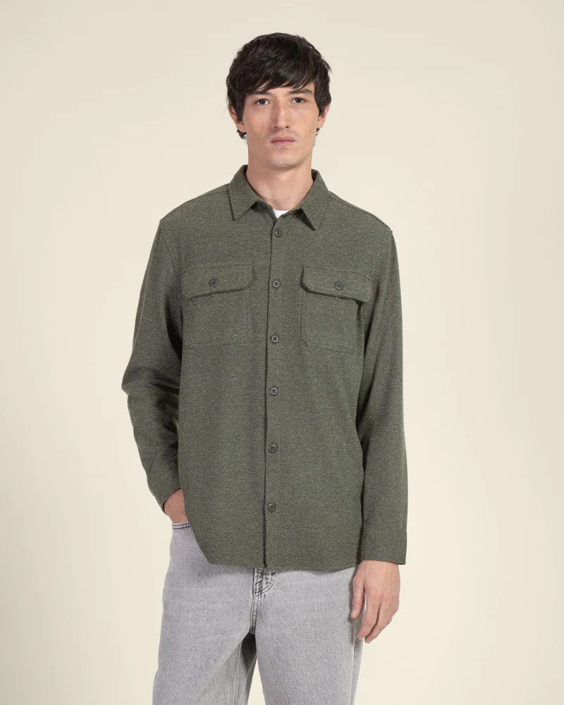 Herringbone Jersey Casual Overshirt - Image 12
