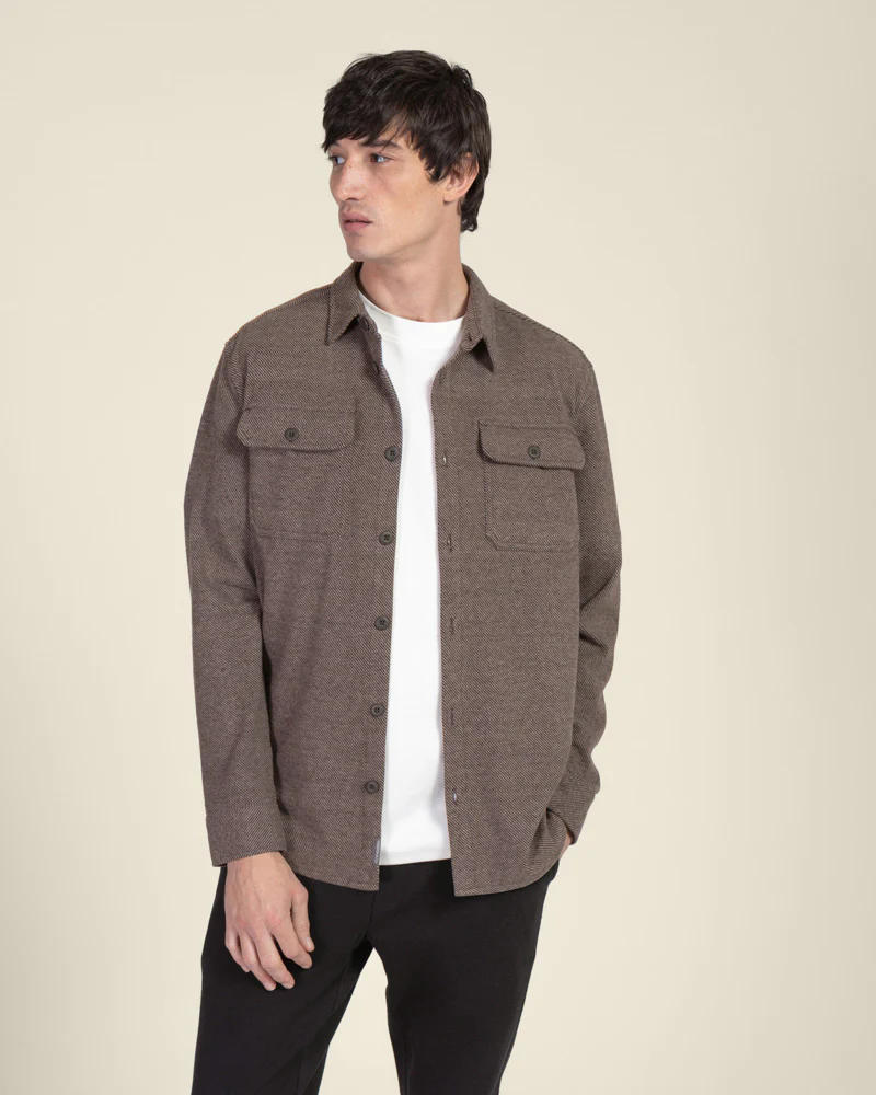 Herringbone Jersey Casual Overshirt - Image 3