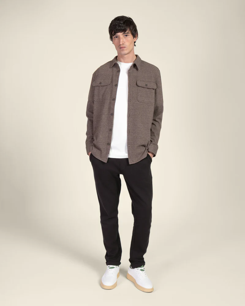 Herringbone Jersey Casual Overshirt - Image 4