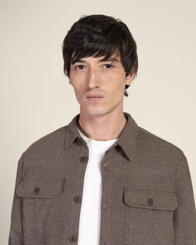 Herringbone Jersey Casual Overshirt - Image 5