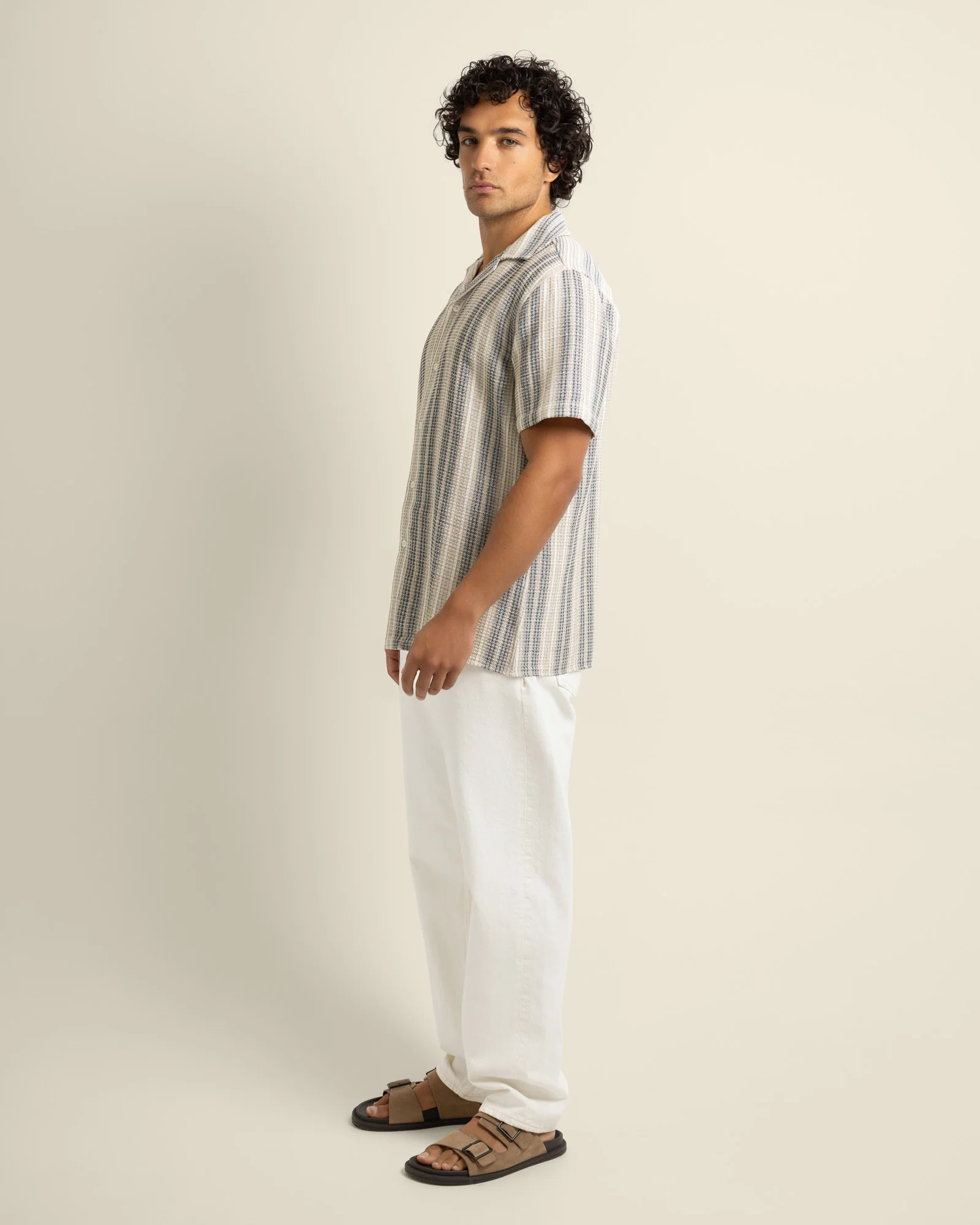 Ivar - Waffle Jacquard Stripe Short Sleeve Shirt - Image 4