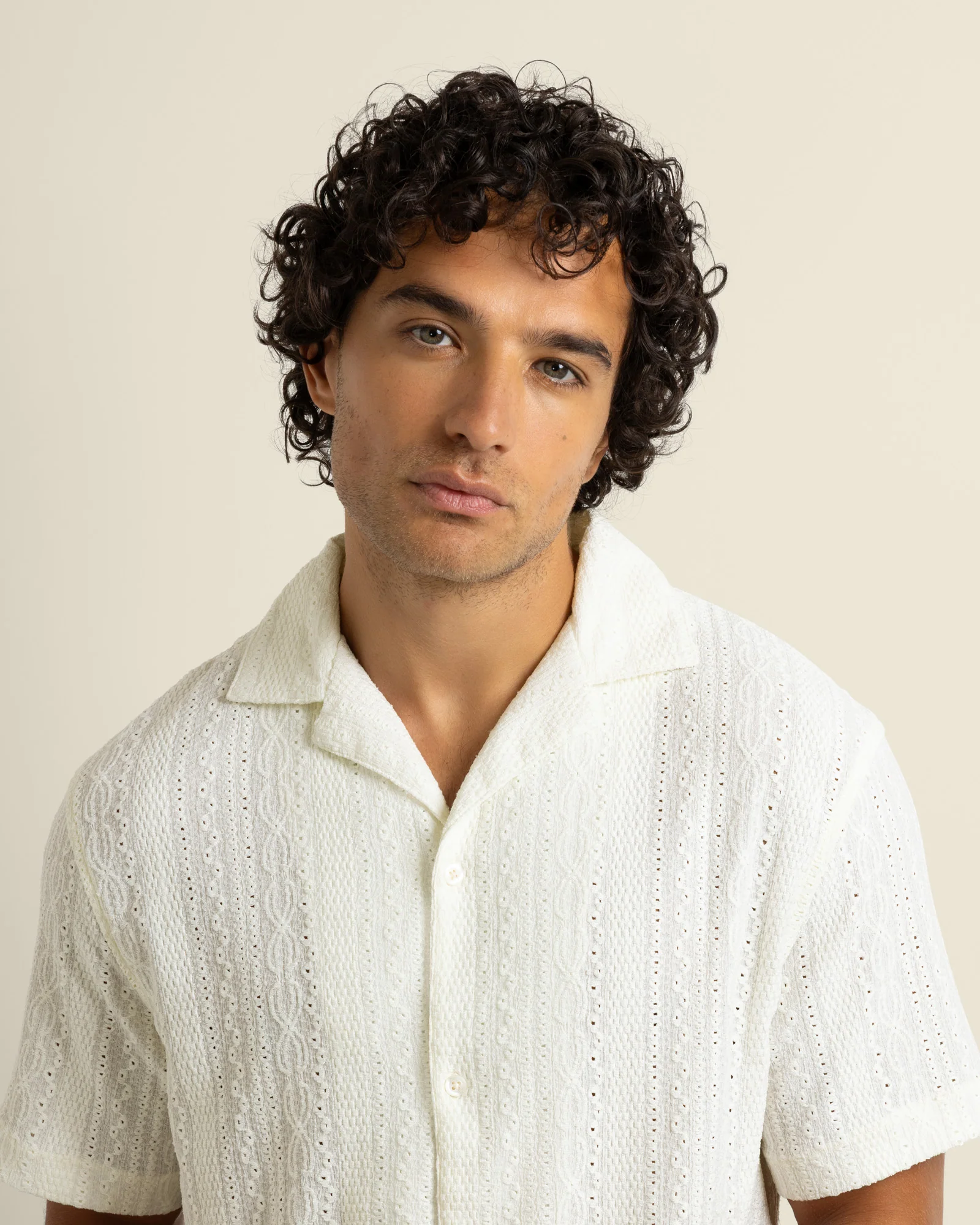 Kai - Crochet Jacquard Short Sleeve Shirt - Image 2