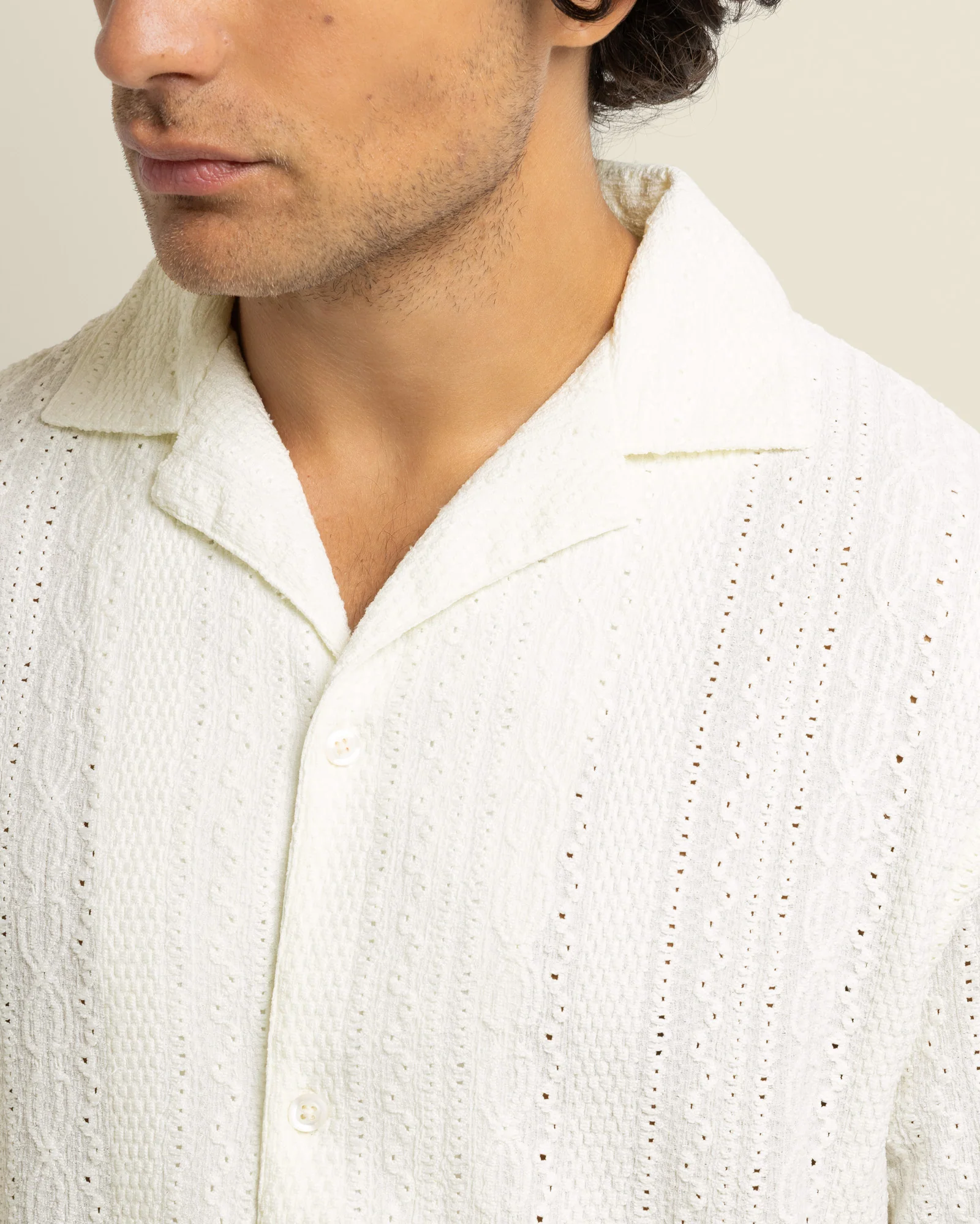 Kai - Crochet Jacquard Short Sleeve Shirt - Image 3