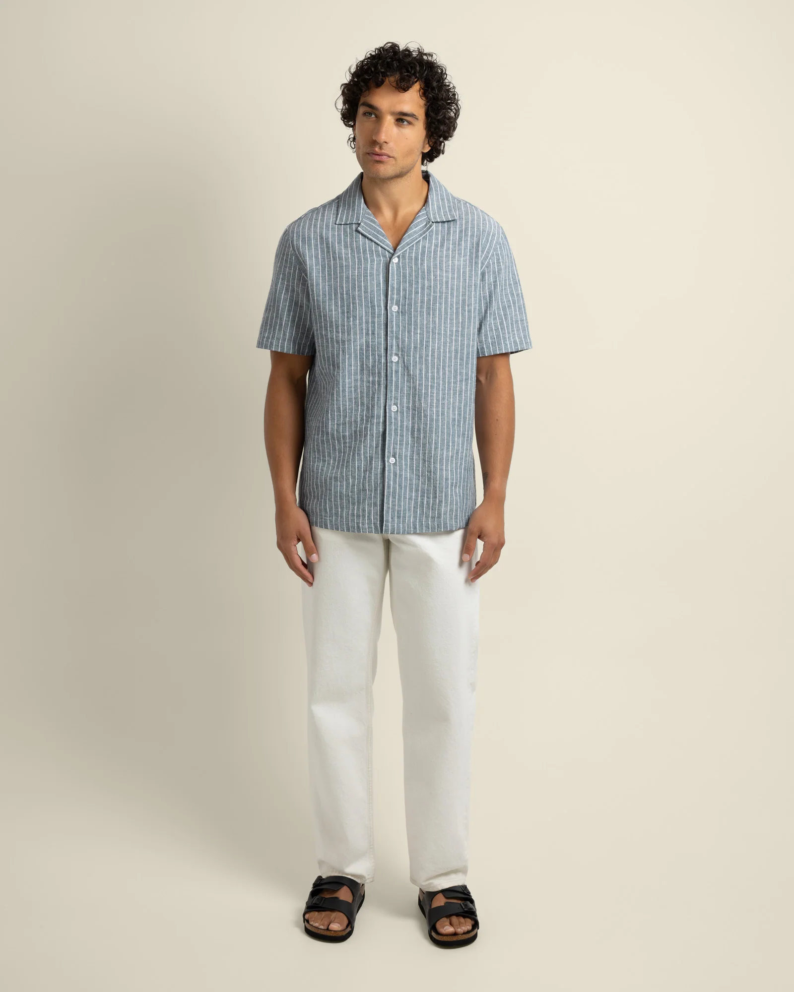 Kare - Linen Blend Striped Short Sleeve Shirt - Image 2