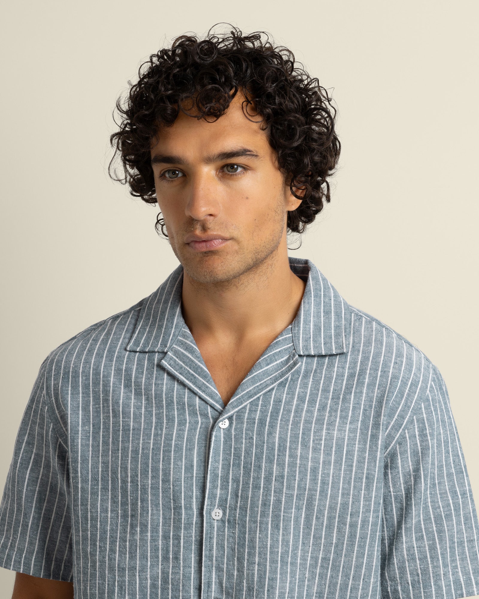 Kare - Linen Blend Striped Short Sleeve Shirt - Image 3