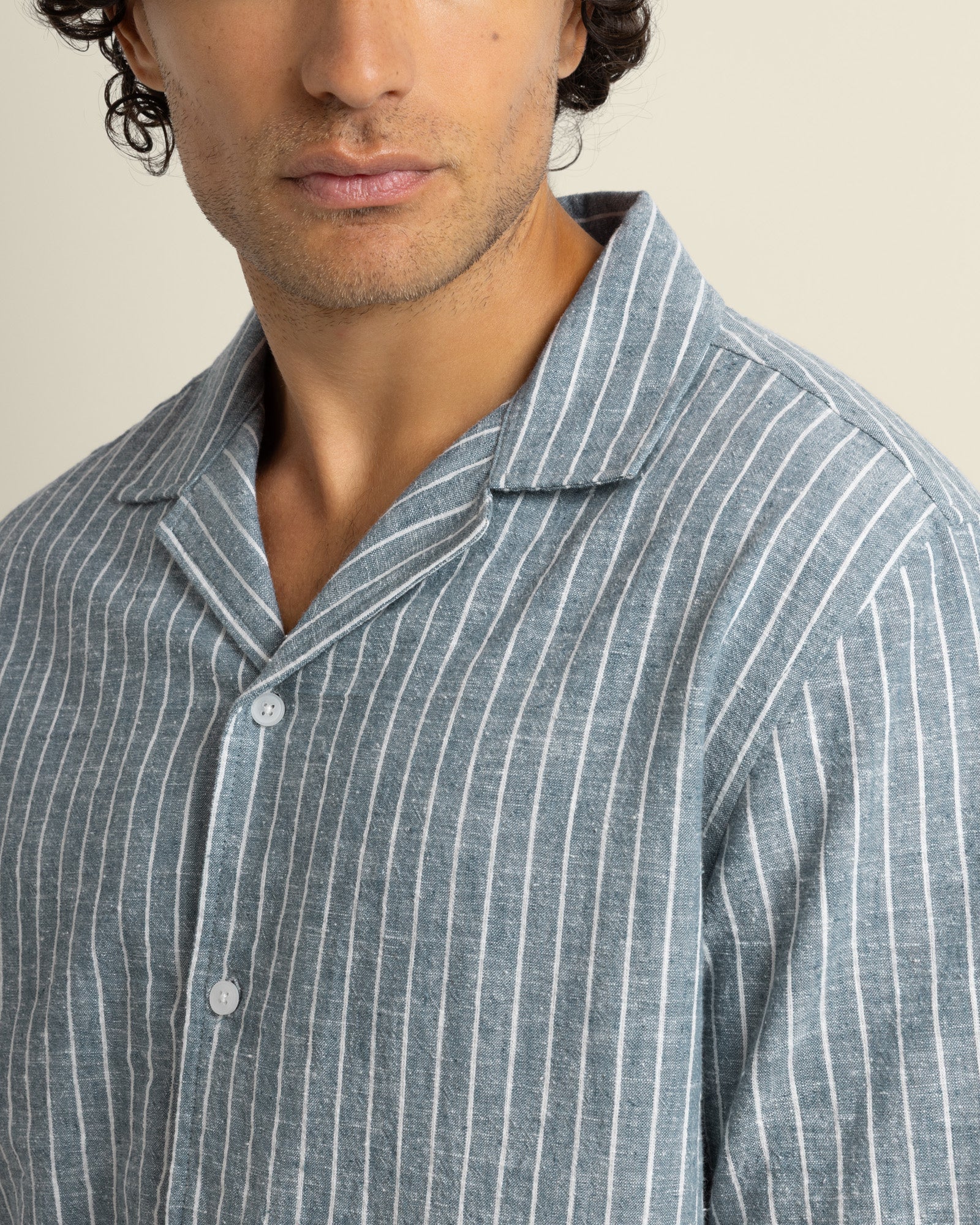 Kare - Linen Blend Striped Short Sleeve Shirt - Image 4