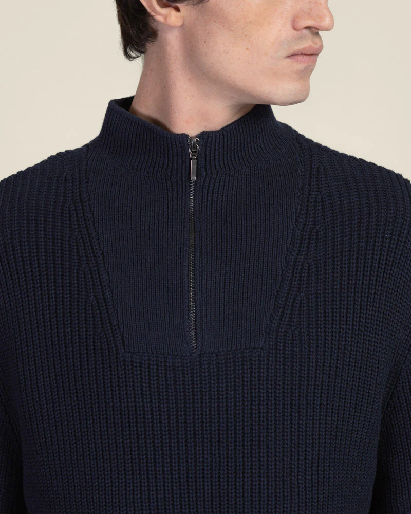 Rib Panel Knitted 1/4 Zip Sweater - Image 17