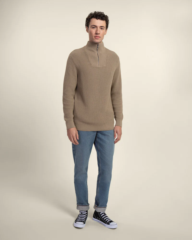 Rib Panel Knitted 1/4 Zip Sweater - Image 18