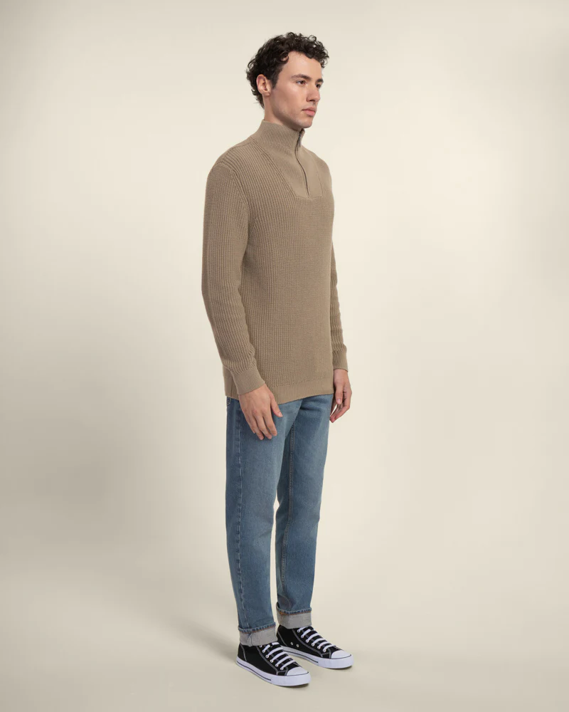 Rib Panel Knitted 1/4 Zip Sweater - Image 19