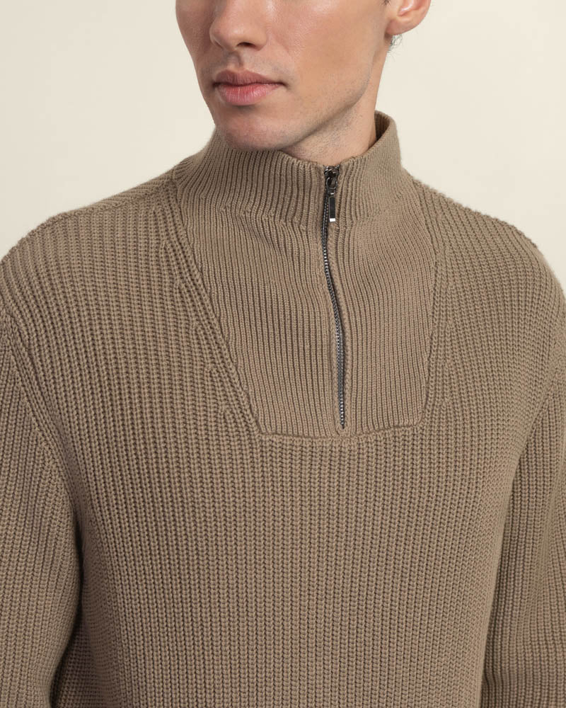 Rib Panel Knitted 1/4 Zip Sweater - Image 23