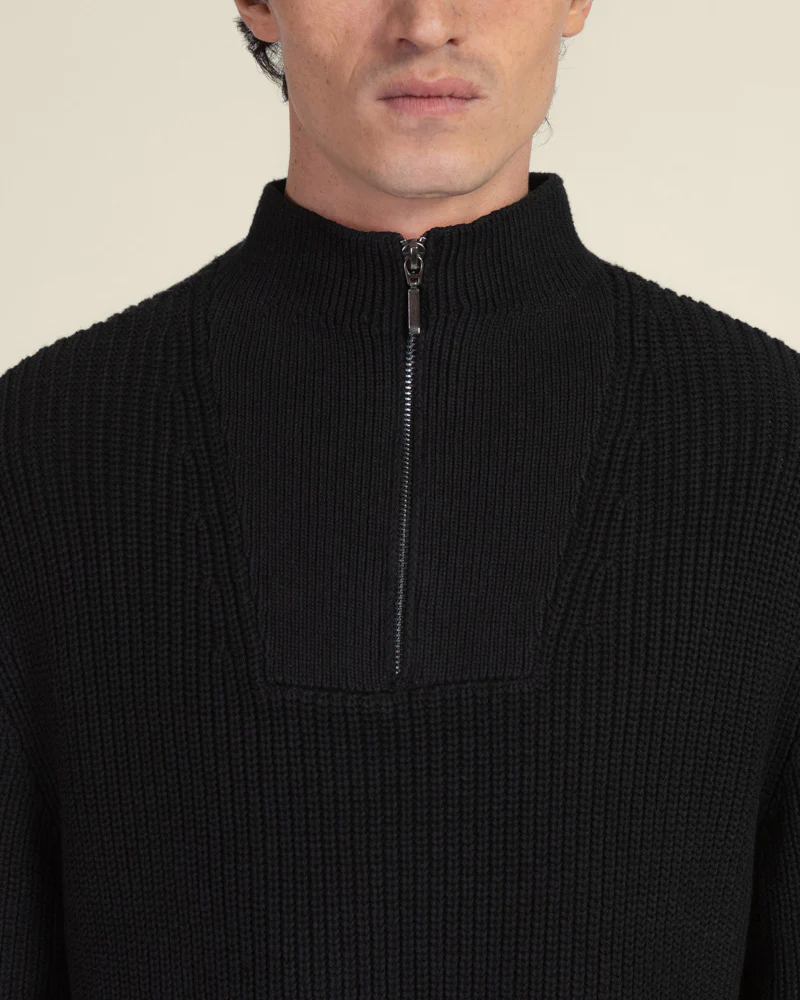Rib Panel Knitted 1/4 Zip Sweater - Image 9