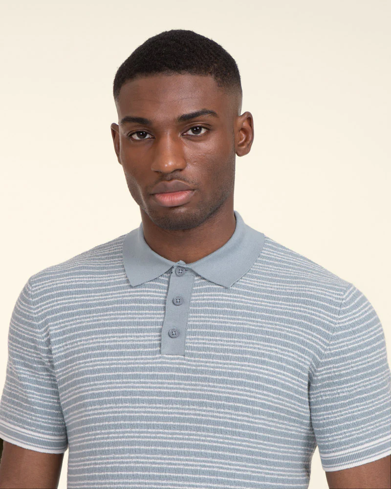 Knitted Polo Shirt With Horizontal Stripe - Image 4