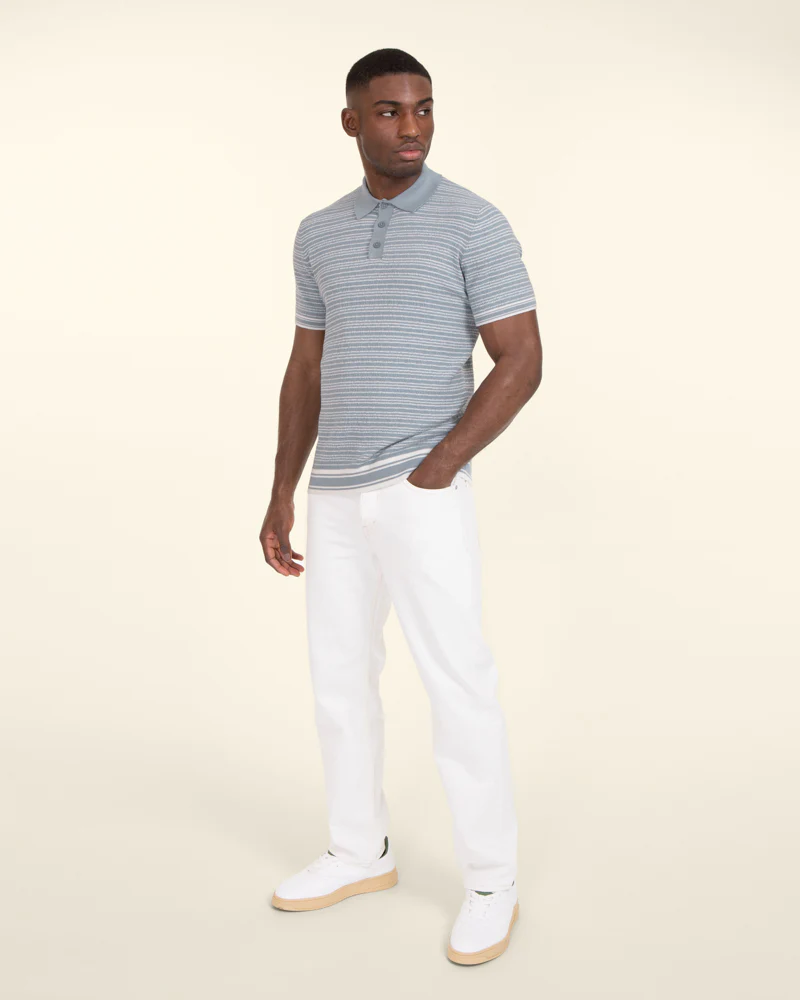 Knitted Polo Shirt With Horizontal Stripe - Image 5
