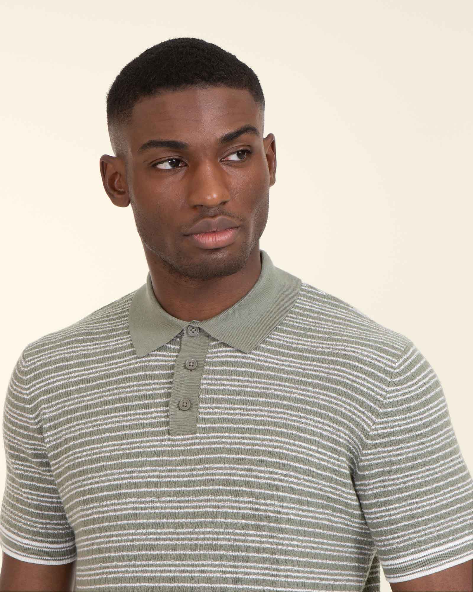 Knitted Polo Shirt With Horizontal Stripe - Image 8
