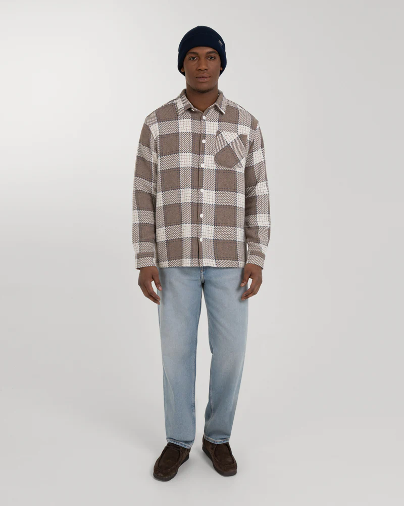 Light Brown & Cream Check Overshirt - Image 3