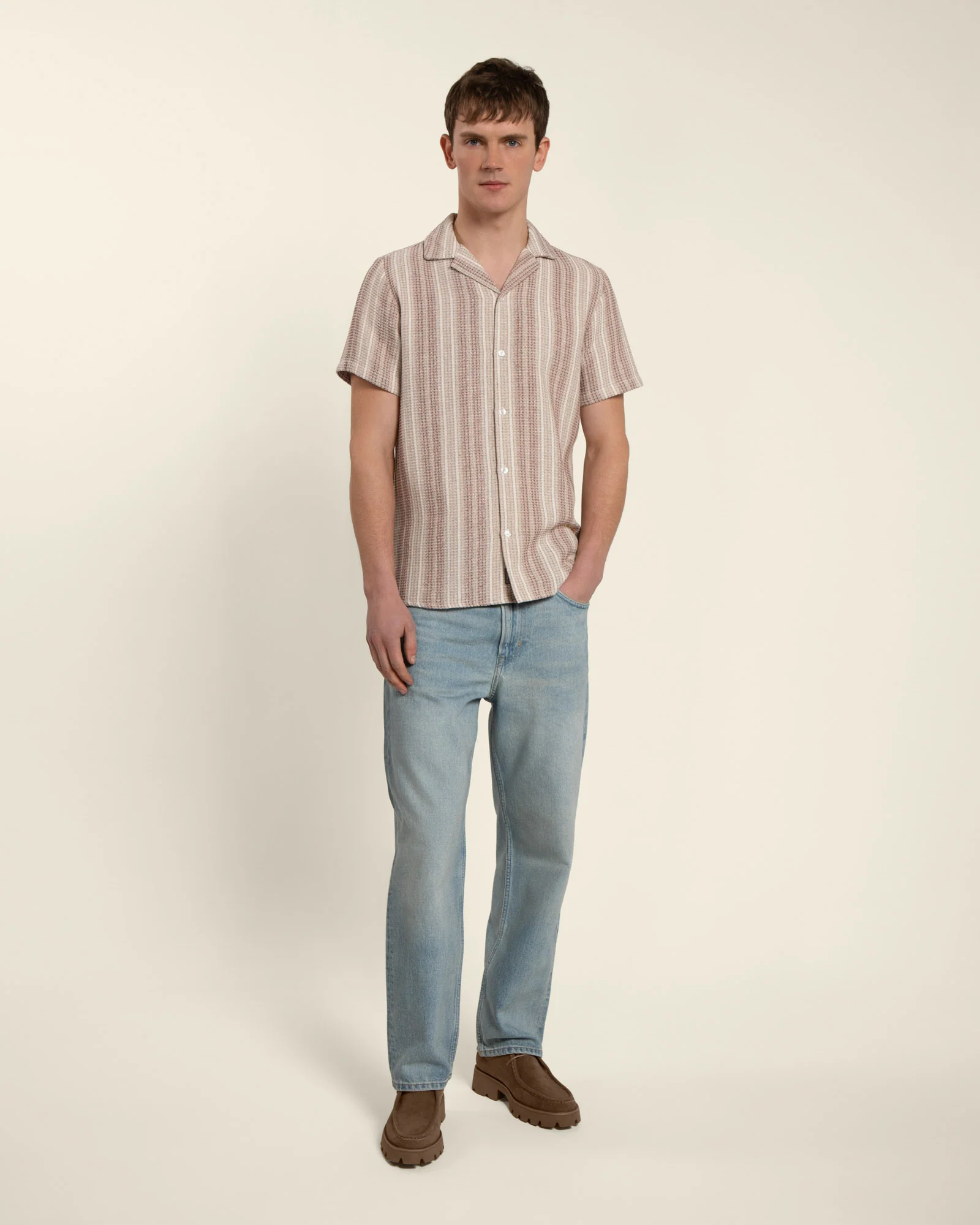 Textured Stripe Short Sleeve Shirt - Image 3