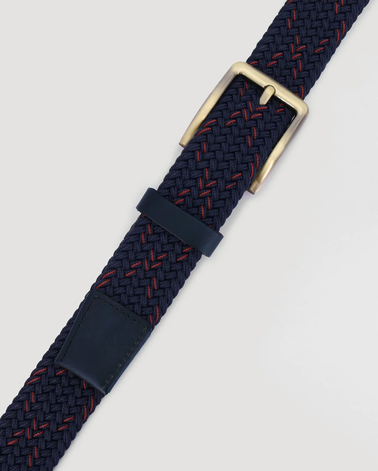 Navy & Red Stitch Detail Woven Casual Stretch Belt - Image 4
