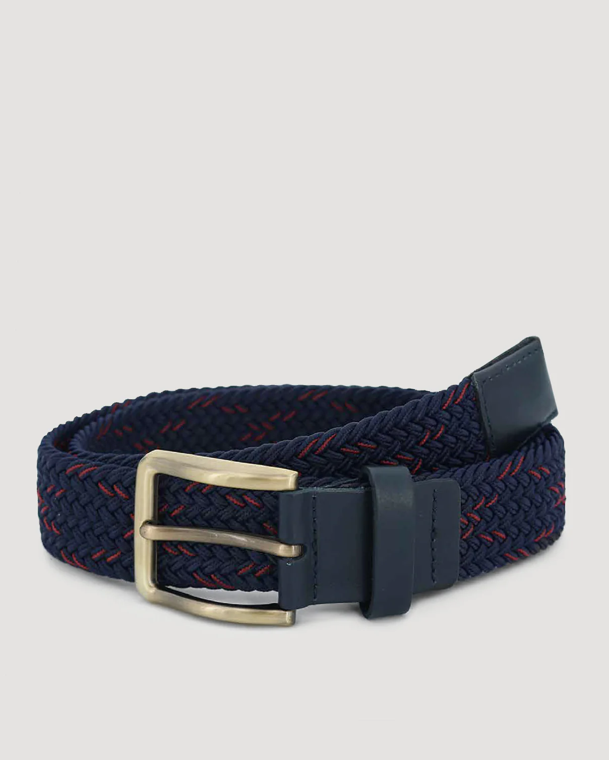 Navy & Red Stitch Detail Woven Casual Stretch Belt - Image 5