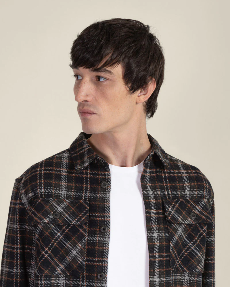 Navy Check Jersey Casual Overshirt - Image 3