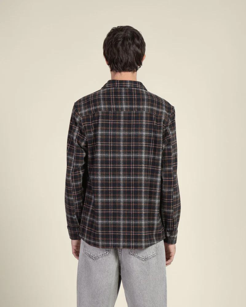Navy Check Jersey Casual Overshirt - Image 6