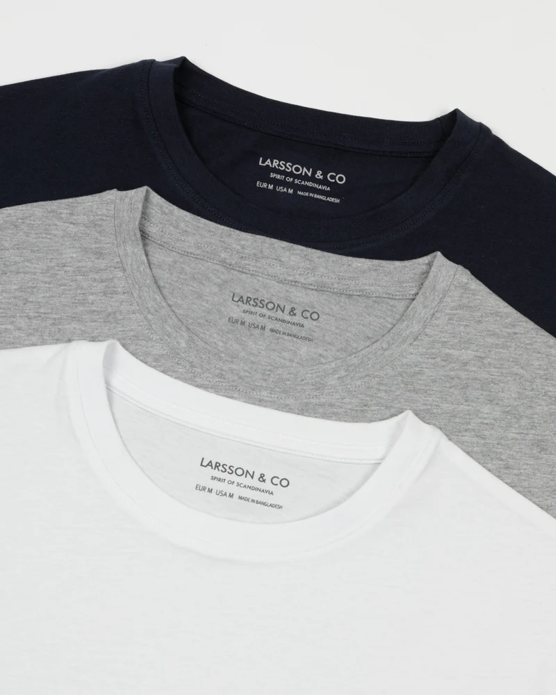 Navy, Grey & White 3 Pack Short Sleeve T-Shirts - Image 5