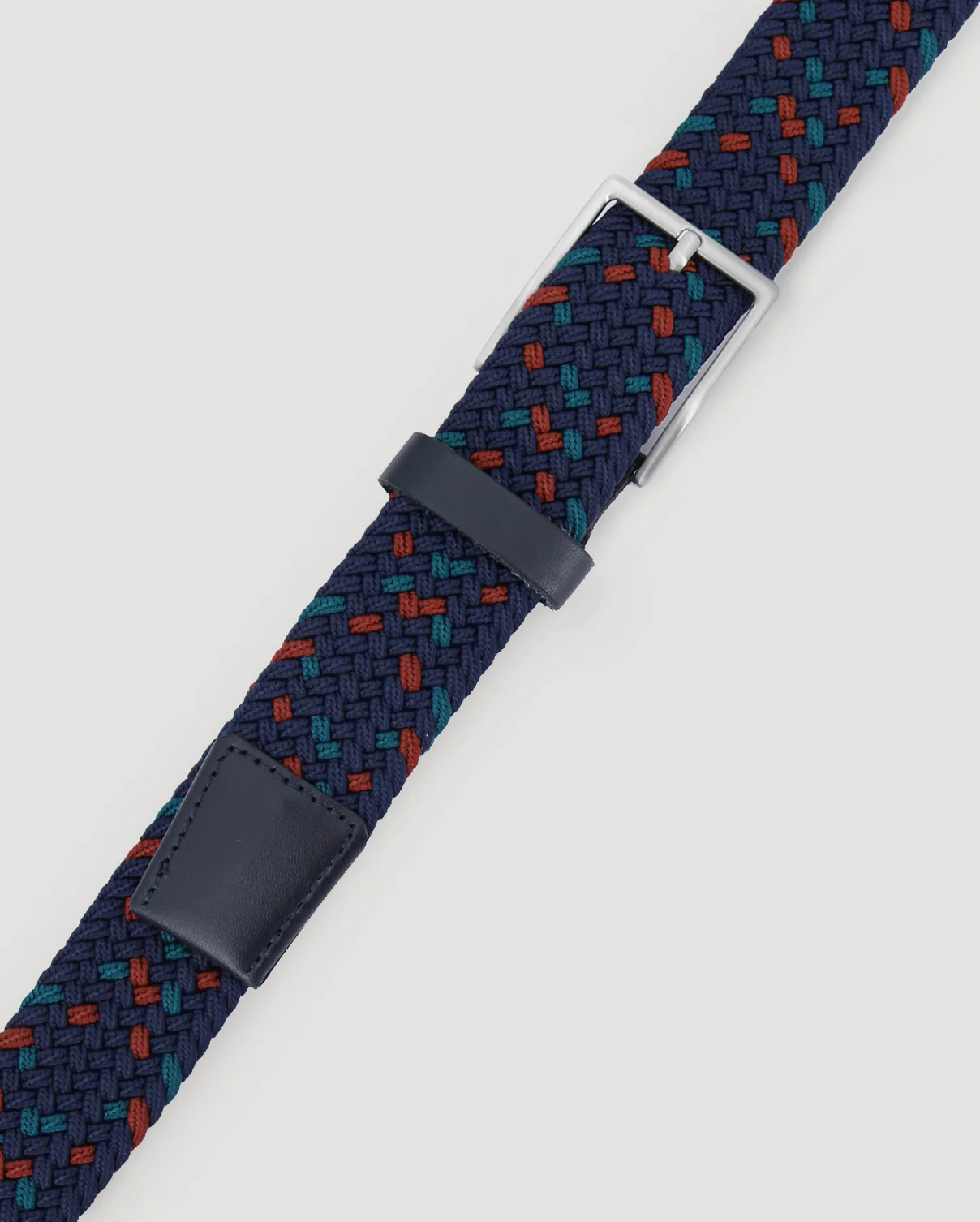 Navy, Red & Teal Woven Casual Stretch Belt - Image 12