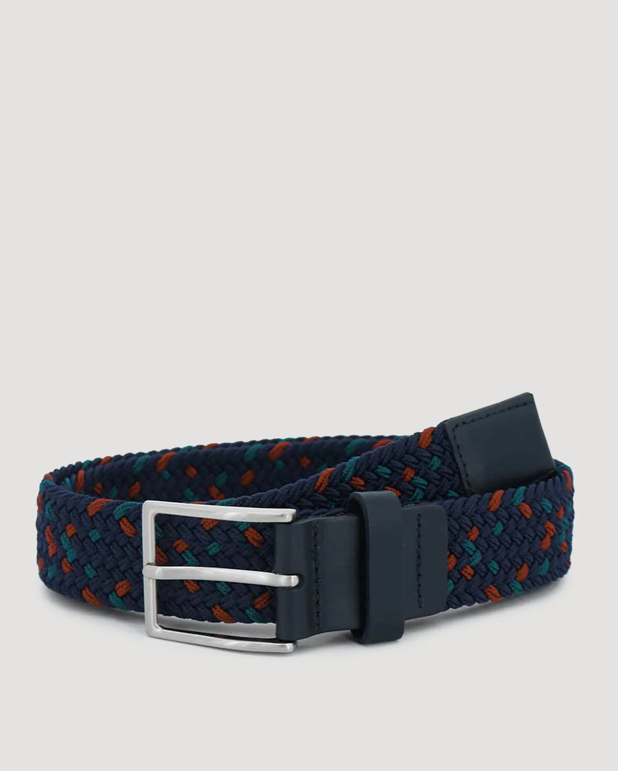 Navy, Red & Teal Woven Casual Stretch Belt - Image 4