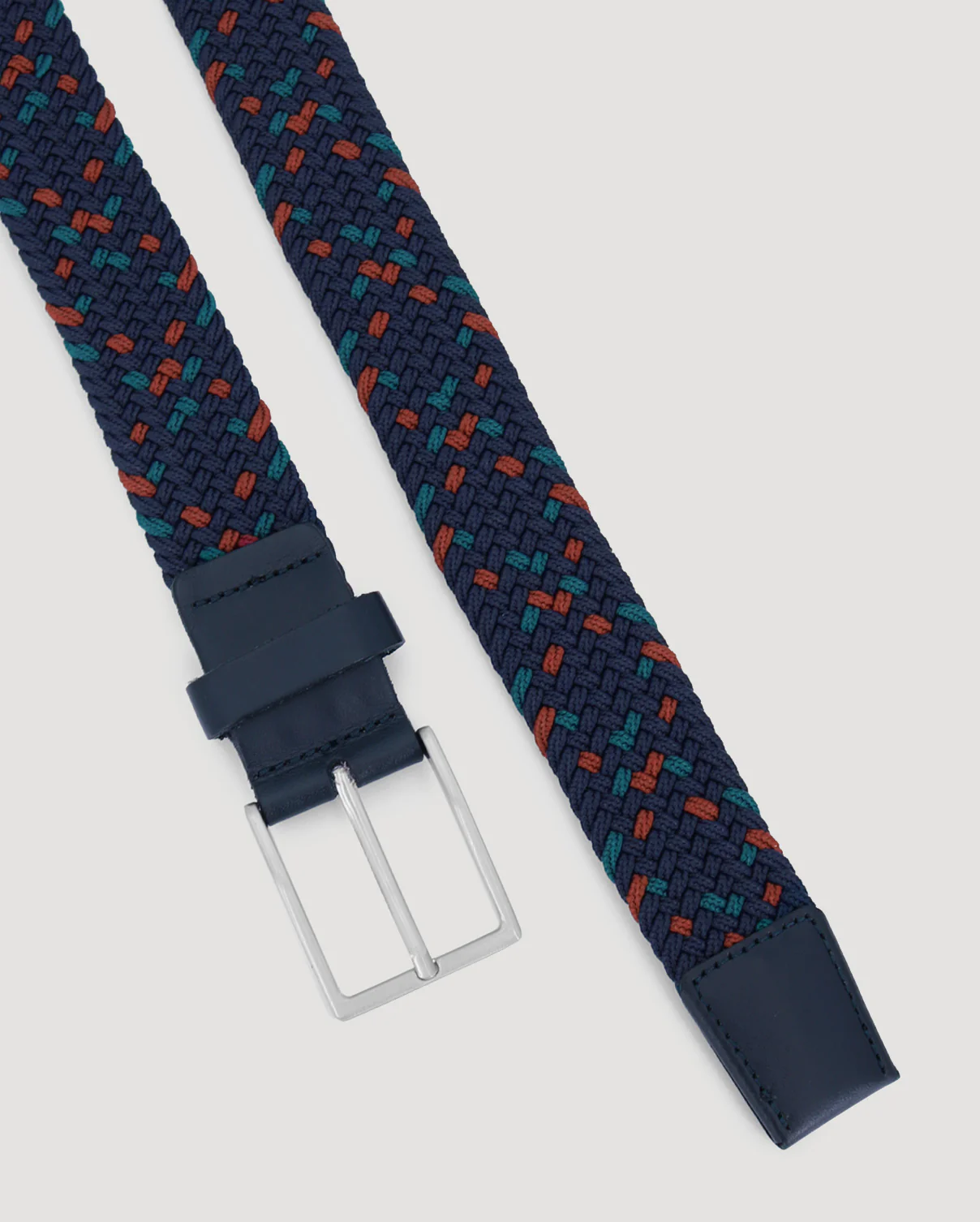 Navy, Red & Teal Woven Casual Stretch Belt - Image 8