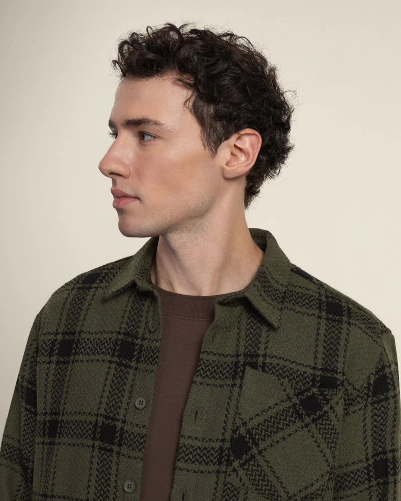 Olive & Black Check Overshirt - Image 3