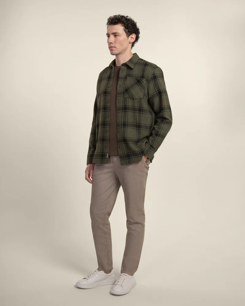 Olive & Black Check Overshirt - Image 5